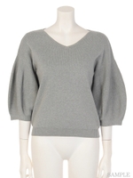 パフスリーブニットトップス/ラベンダー