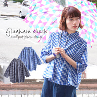 ブルーギンガム ドロップパフスリーブ ブラウス
