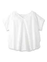 Vネック前後切り替えコットンプルオーバー/ベージュ(052)