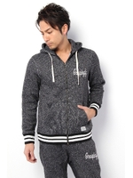 【AZUL by moussy】ヘリンボンフリースバック刺繍ZIPパーカー/T.GRY