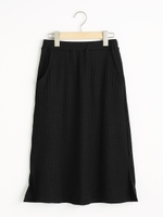 【relaxing line】太リブIラインスカート/ブラック