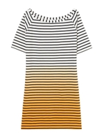 【O】グラデーションボーダーワンピース/NAVY