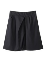 コットンツイルイレギュラータック台形スカート/ブラック