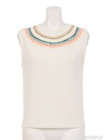 ビジューノースリーブニット/ベージュ