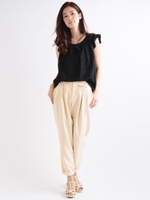 レースアップテーパードパンツ/アイボリー