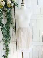 裾レースギンガムタイトスカート/ベージュ