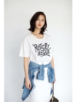 【AZUL by moussy】アメリカンコットンROSECITYロゴT/O/WHT