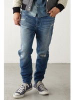 【AZUL by moussy】ドビーデニムクラッシュスキニーパンツ淡色/Stone Wash