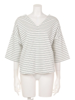 【mystic】両Vボーダープルオーバー/OFF