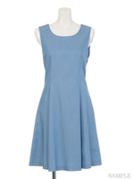 デニムフレアワンピ/デニム