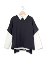 ハイゲージドルマンニット+ベーシックシャツSET/ネイビー(093)