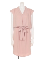 Vネックゆるシャツワンピース/ピンク