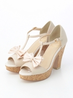 Ｔストラップリボンサンダル/クロ