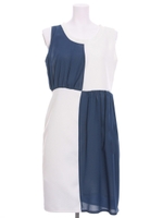 配色異素材切替ワンピース/ホワイト