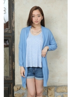 【AZUL by moussy】アクリルレーヨンドルマン7分トッパー/SAX