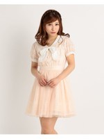 【LIZ LISA】メッセージレースワンピース/ピンク