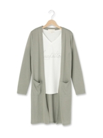 サイドスリットカーディガン+ロゴプリントカットソーSET/グレー(012)