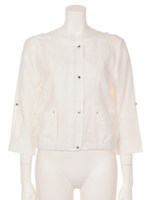 テンセルナイロンノーカラーブルゾン/ネイビー