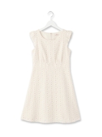 フラワー柄フレンチスリーブワンピース/ライトベージュ(051)