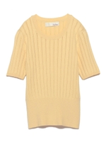 透かしリブ半袖プルオーバー/NVY