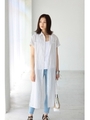 【AZUL by moussy】スリット入りマキシ半袖シャツ/柄WHT