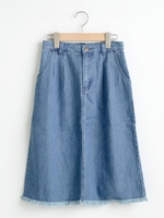 【relaxing line】裾フリンジデニムスカート/オフ