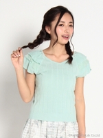 クリアビジューフラワーフリルニット 3/ミント