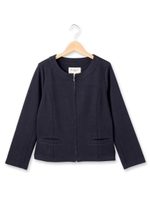 ジップアップノーカラージャケット/ネイビー(093)