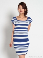 スクエアネックマルチボーダーセットアップ/ブルー