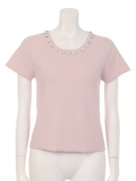 ネックデコレーションサマーニット/ピンク