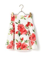 ビビット花柄スカート/レッド