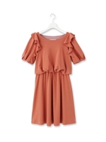 ポンチ肩フリルワンピース/ピンク系(075)