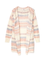 マルチボーダーフードカーディガン/ピンク(091)