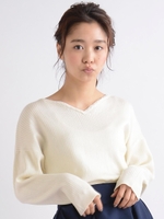 襟ケーブルVプルオーバー/ピンク