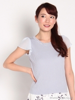 袖シフォンリブニット/イエロー