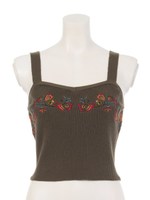 Embroidery Knitビスチェ/カーキ