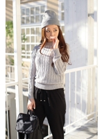 【AZUL by moussy】ミリオンホットケーブルボトルネックプルオーバー/T.GRY