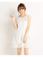 【LIZ LISA】リース花柄袖フリルワンピース/ホワイト