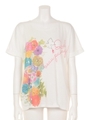 サイドフラワータックTシャツ/ネイビー