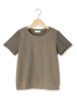 ジョーゼット袖フラワーカットソー/カーキ(027)