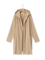 杢調ロングフーデッドカーディガン/ベージュ(052)