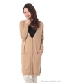16.SS　ストーンボタン付きロングVネックカーデ/ベージュ