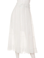 【Shelly island】スラブ編み上げロングスカート/ホワイト