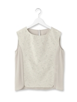 ジャカード切り替えノースリーブシャツ/カーキ(027)