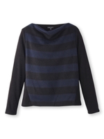 ボーダー切り替えボートネックプルオーバー/ネイビー(393)