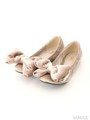 ボリュームリボンバレエシューズ/ベージュ