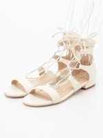 CAMILLE BIS RANDA/レースアップフラットサンダル/BLACK