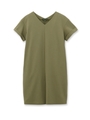 [L]Vネックサックワンピース/オリーブグリーン(026)
