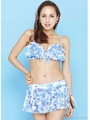 【3点SET】フラワーレースフリルワイヤービキニ+フリルスカパ/BLU