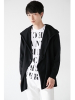 【AZUL by moussy】ロングラインフーデッドカーデ/BLK